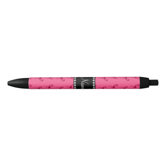 Persoonlijke naam roze flamingos zwarte inkt pen (Voorkant)