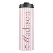 Persoonlijke naam roze gestreepte lerares verpleeg thermosbeker (Voorkant)