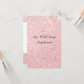 Persoonlijke naam Roze Glitter krijgt snel een kaa Kaart (Voorkant / Achterkant in situ)