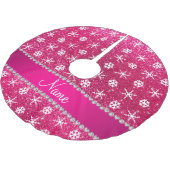 Persoonlijke naam roze glitter witte sneeuwvlokken kerstboom rok (Gekanteld)