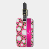 Persoonlijke naam roze golfballen t - shirts harte bagagelabel (Voorkant verticaal)