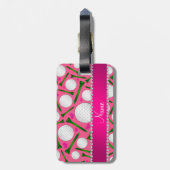 Persoonlijke naam roze golfballen t - shirts harte bagagelabel (Achterkant verticaal)