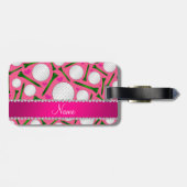 Persoonlijke naam roze golfballen t - shirts harte bagagelabel (Achterkant horizontaal)