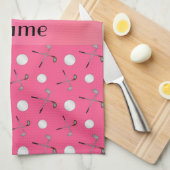Persoonlijke naam roze golfballen theedoek (Quarter Fold)