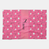Persoonlijke naam roze golfballen theedoek (Horizontaal)