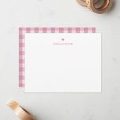 Persoonlijke naam roze hart notitiekaartje (Voorkant / Achterkant in situ)