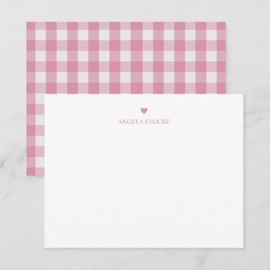 Persoonlijke naam roze hart notitiekaartje (Voorkant / Achterkant)