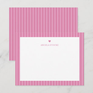 Persoonlijke naam roze hart notitiekaartje