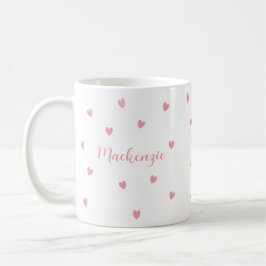Persoonlijke naam roze harten geliefde aandenken koffiemok