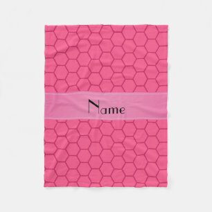 Persoonlijke naam roze honingraat fleece deken