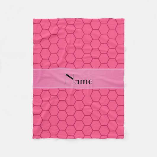 Persoonlijke naam roze honingraat fleece deken (Voorkant)
