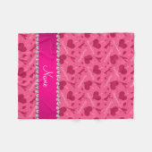 Persoonlijke naam roze i houdt van hoofdhart fleece deken (Voorkant (Horizontaal))