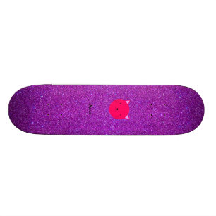 Persoonlijke naam roze kat gezicht paarse glitter persoonlijk skateboard