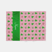 Persoonlijke naam  roze kerststerren fleece deken (Voorkant (Horizontaal))