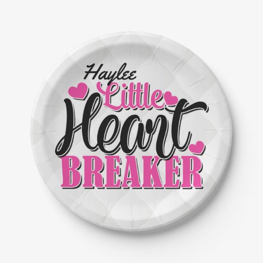 Persoonlijke NAAM Roze Kleine Hartbreker Papieren Bordje (Voorkant)