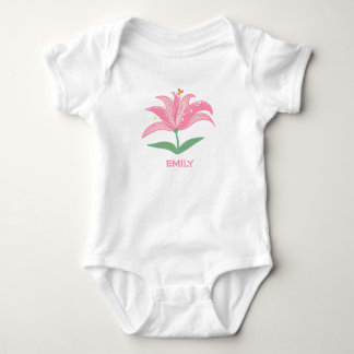 Persoonlijke naam roze lelie bloem baby body romper