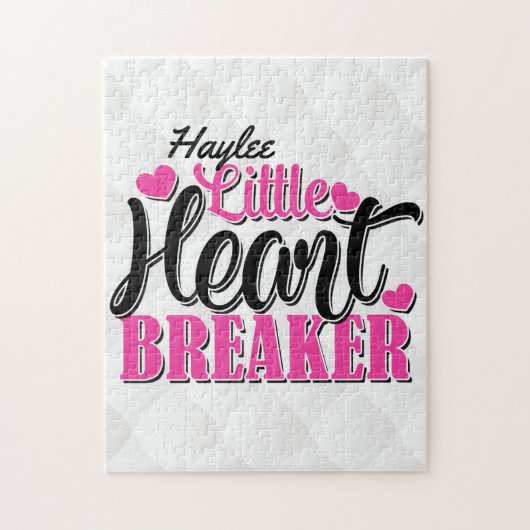 Persoonlijke NAAM Roze Little Heart Breaker Legpuzzel (Verticaal)