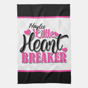 Persoonlijke NAAM Roze Little Heart Breaker Theedoek