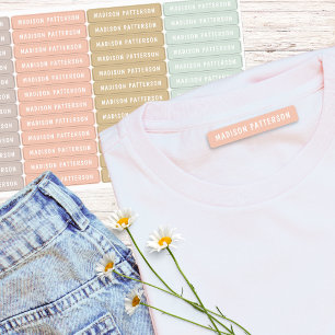 Persoonlijke naam roze perzik beige mint labels