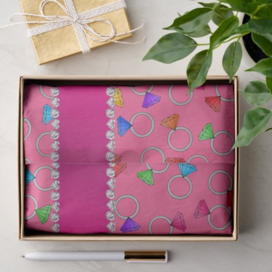 Persoonlijke naam roze regenboogring tissuepapier (Geschenk)