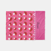 Persoonlijke naam roze rode paddenstoelen fleece deken (Voorkant (Horizontaal))