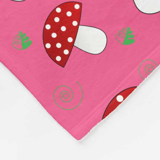 Persoonlijke naam roze rode paddenstoelen fleece deken (Hoek)