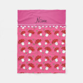 Persoonlijke naam roze rode paddenstoelen fleece deken (Voorkant)