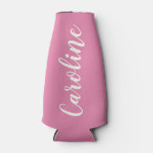 Persoonlijke Naam Roze Script Bachelorette Feest Flesjeskoeler (Voorkant)