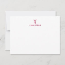 Persoonlijke naam roze strik kaart notitiekaartje