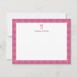 Persoonlijke naam roze strik notitiekaart notitiekaartje