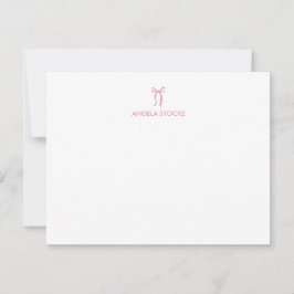 Persoonlijke naam roze strik notitiekaartje