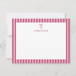 Persoonlijke naam roze strik notitiekaartje