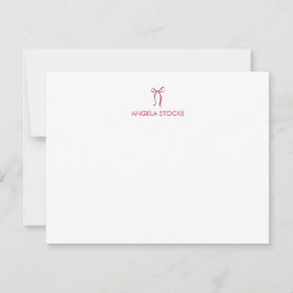 Persoonlijke naam roze strik notitiekaartje