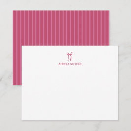 Persoonlijke naam roze strik notitiekaartje