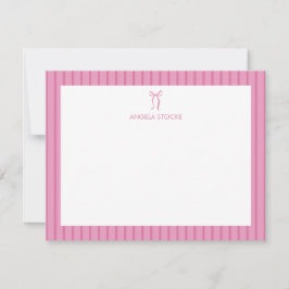 Persoonlijke naam roze strik notitiekaartje