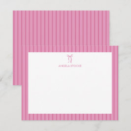 Persoonlijke naam roze strik notitiekaartje
