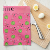 Persoonlijke naam roze tennisballen theedoek (Quarter Fold)