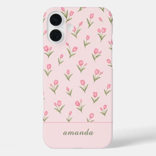 Persoonlijke naam Roze Tulpen Case-Mate iPhone Case (Achterkant)