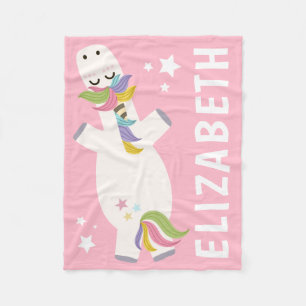 Persoonlijke naam   Roze Unicorn Fleece Deken