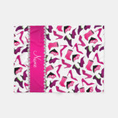 Persoonlijke naam roze, wit vrouwenschoenpatroon fleece deken (Voorkant (Horizontaal))