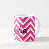 Persoonlijke naam Roze & Witte Chevron Koffiemok (Voorkant rechts)
