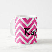 Persoonlijke naam Roze & Witte Chevron Koffiemok (Voorkant links)
