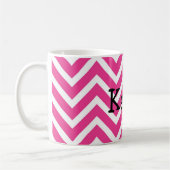 Persoonlijke naam Roze & Witte Chevron Koffiemok (Links)