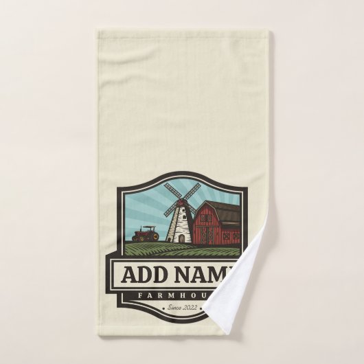 Persoonlijke naam Rustic Farmhouse Old Windmill Bad Handdoek (Handdoek)