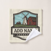 Persoonlijke naam Rustic Farmhouse Old Windmill Bad Handdoek (Wasdoekje)