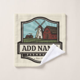 Persoonlijke naam Rustic Farmhouse Old Windmill Bad Handdoek