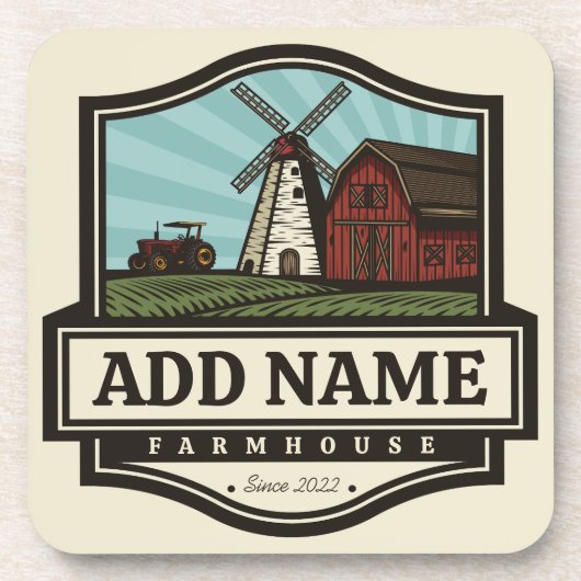 Persoonlijke naam Rustic Farmhouse Old Windmill Bier Onderzetter (Voorkant)