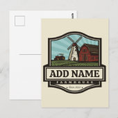 Persoonlijke naam Rustic Farmhouse Old Windmill Briefkaart (Voorkant / Achterkant)