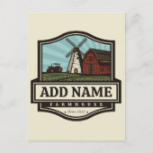 Persoonlijke naam Rustic Farmhouse Old Windmill Briefkaart (Voorkant)