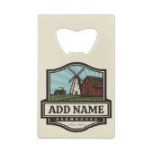 Persoonlijke naam Rustic Farmhouse Old Windmill Creditkaart Flessenopener (Achterkant)